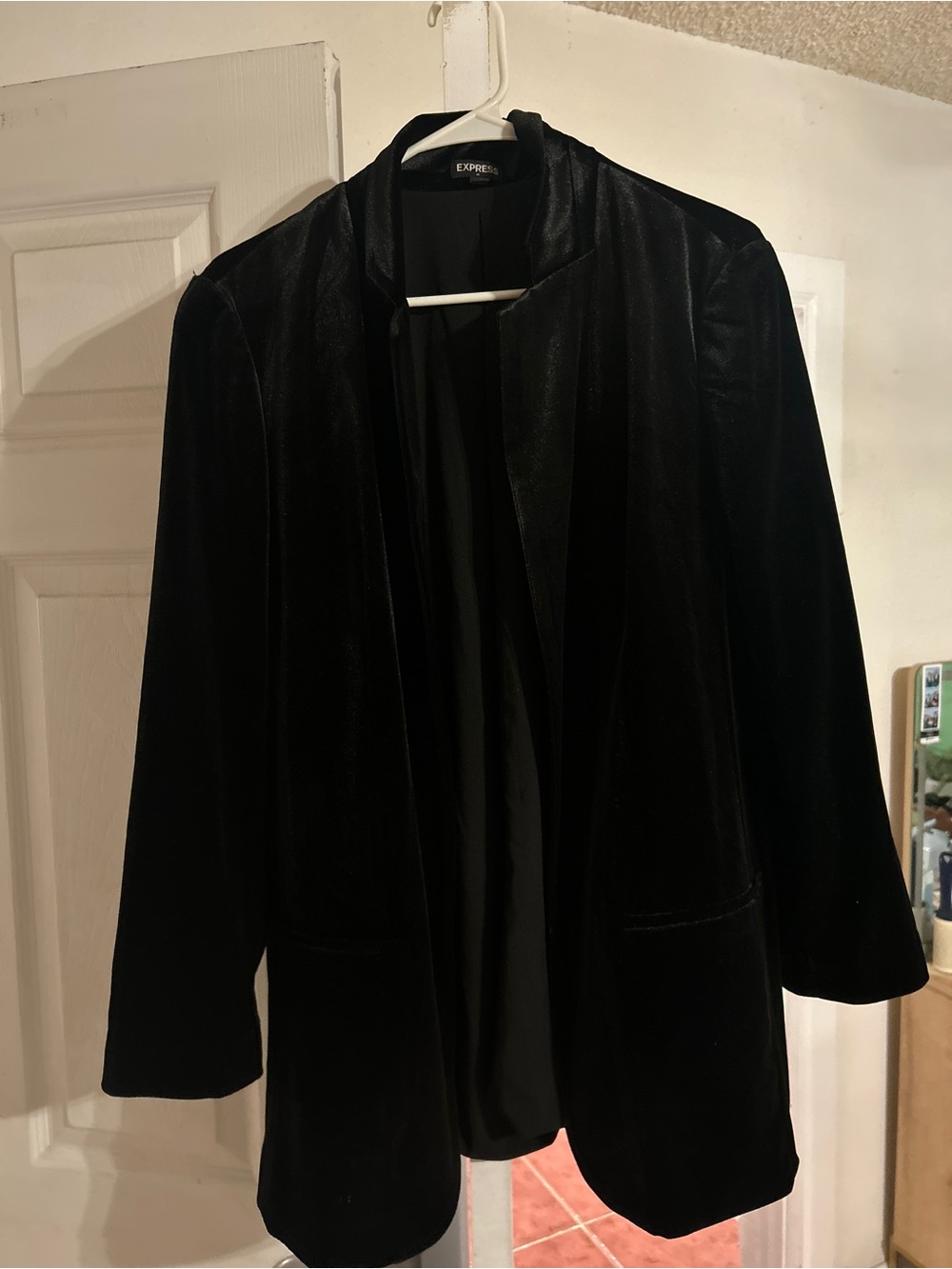 Express Black Velvet Open-Front Blazer Jacket